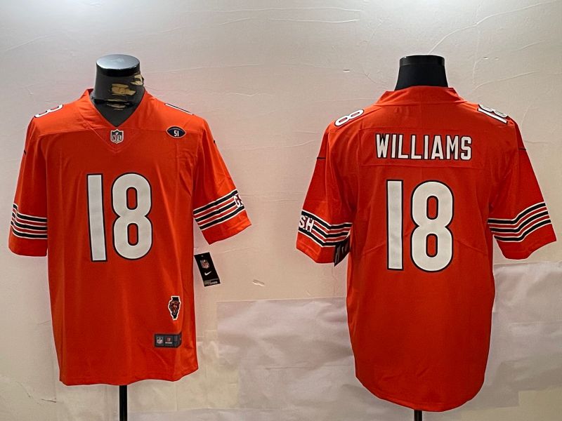 Men Chicago Bears #18 Williams Orange 2024 Nike Limited NFL Jersey style 1->chicago bears->NFL Jersey